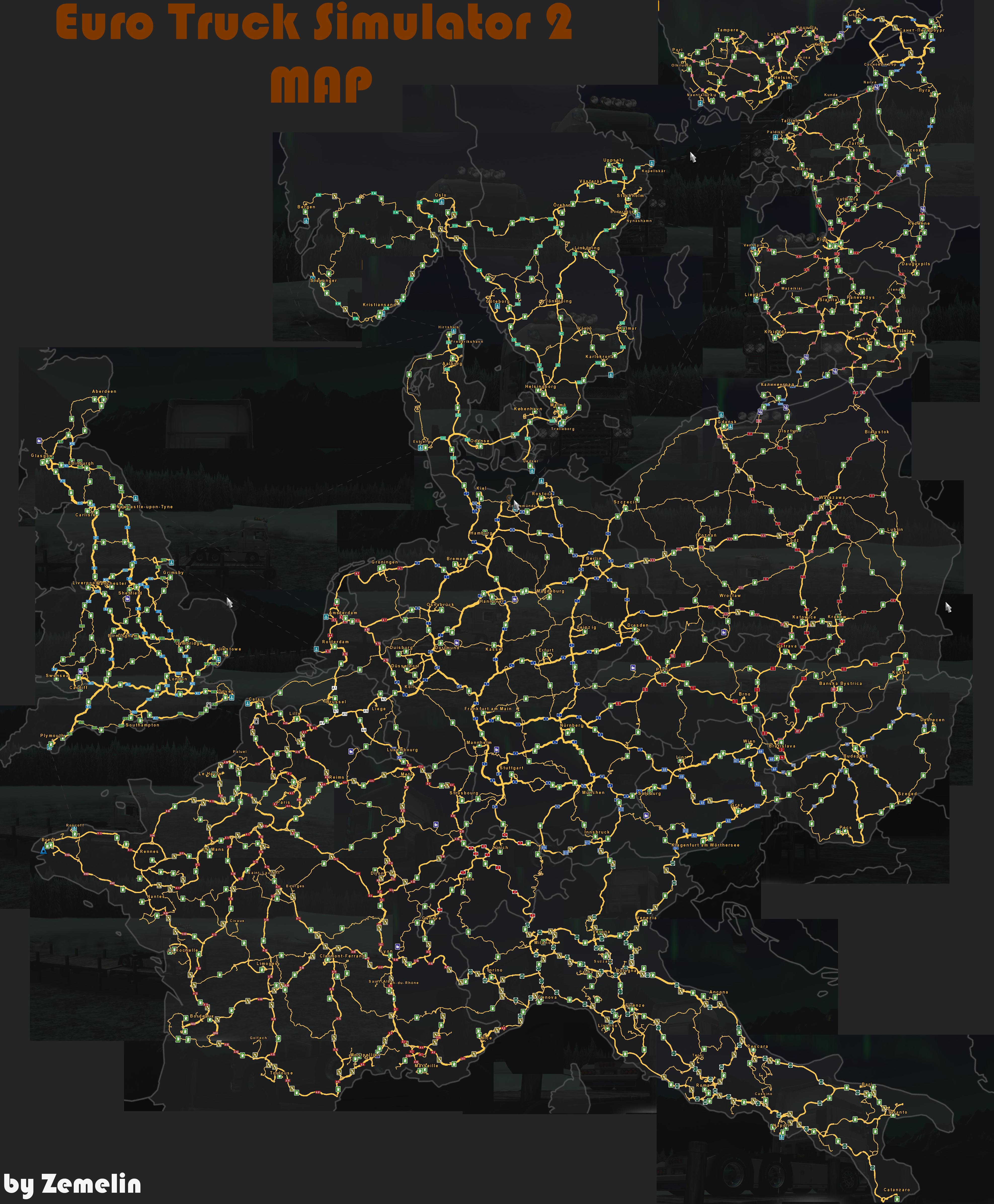 Euro Truck Simulator 2 Map / All DLC