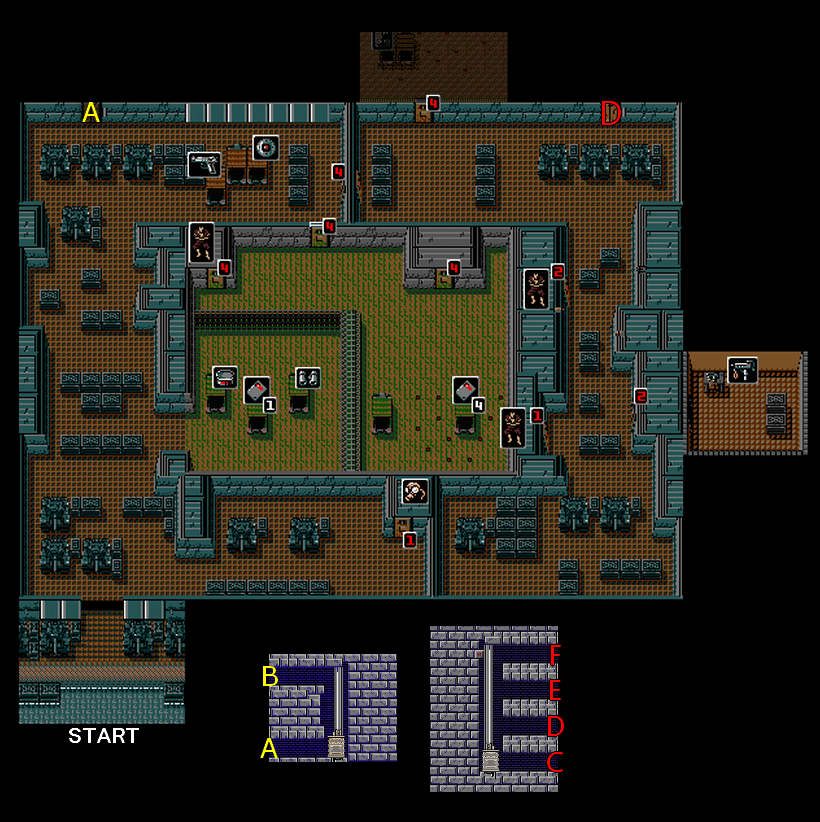 Metal Gear 2: Solid Snake Sewer (SB B2 - Tower B1) Map for MSX by